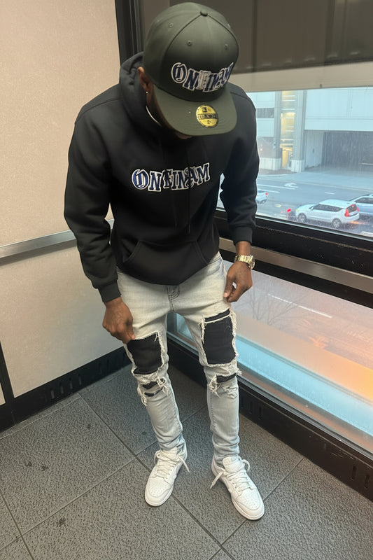 One In Amillion Varsity Fitted Hat (white & blue logo