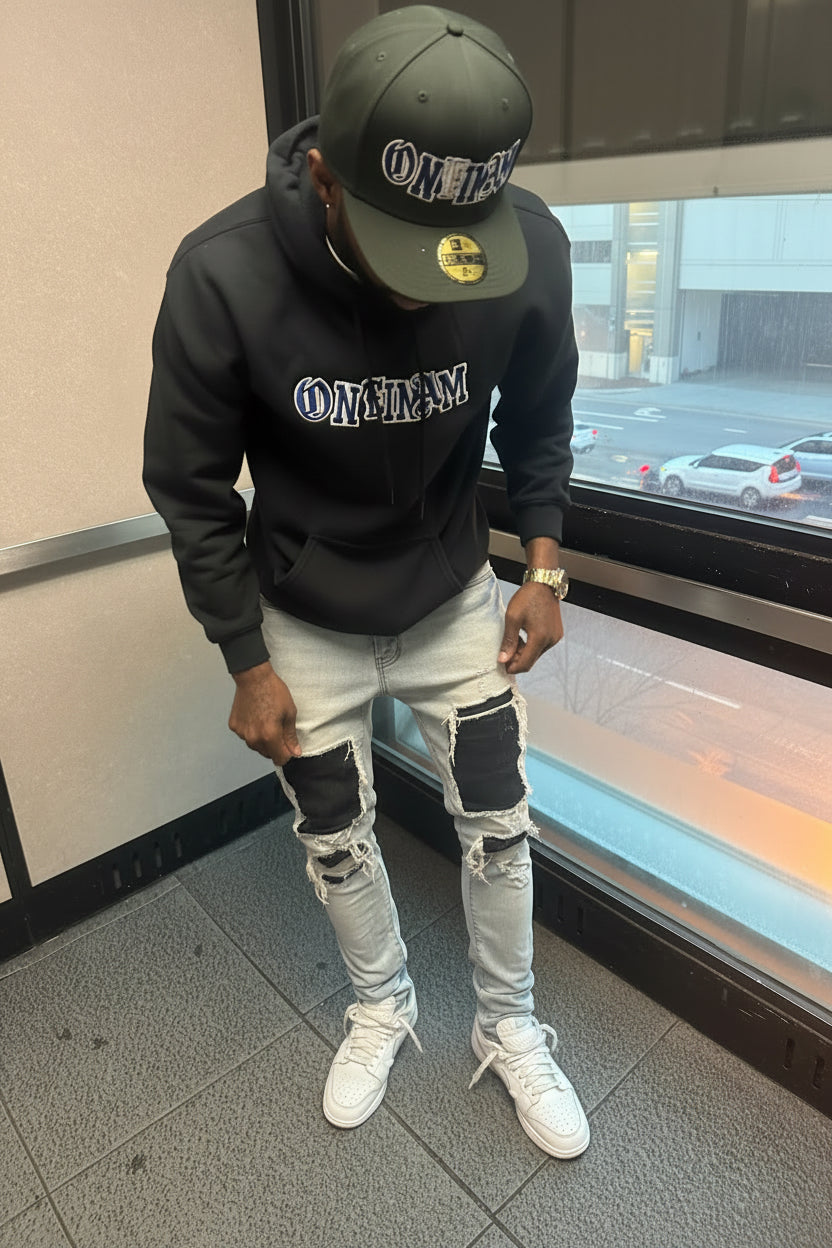 One In Amillion Varsity Fitted Hat (white & blue logo